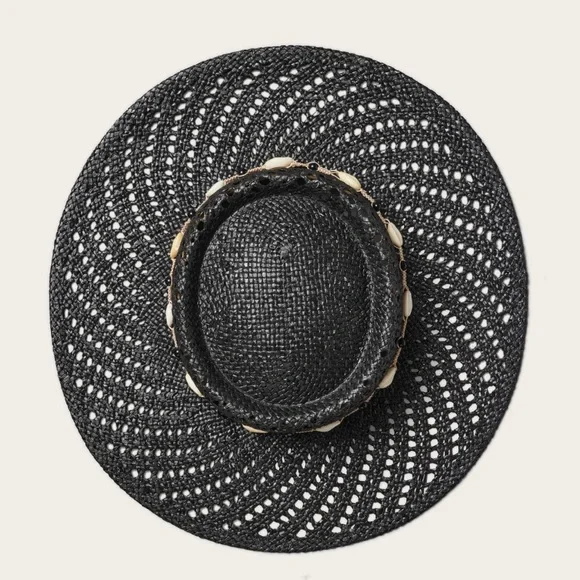 Hemlock Hat Co. Waverly Boater in Onyx – Size S, NEW/Unworn, Seashell Trim - Picture 4 of 11